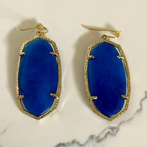 Kendra Scott Gold Danielle Earrings in Cobalt Blue Agate